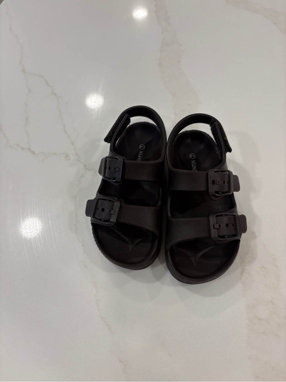 NWOT Toddler Waterproof Brown Double-Buckle Sandals Size 7 - Picture 3 of 3